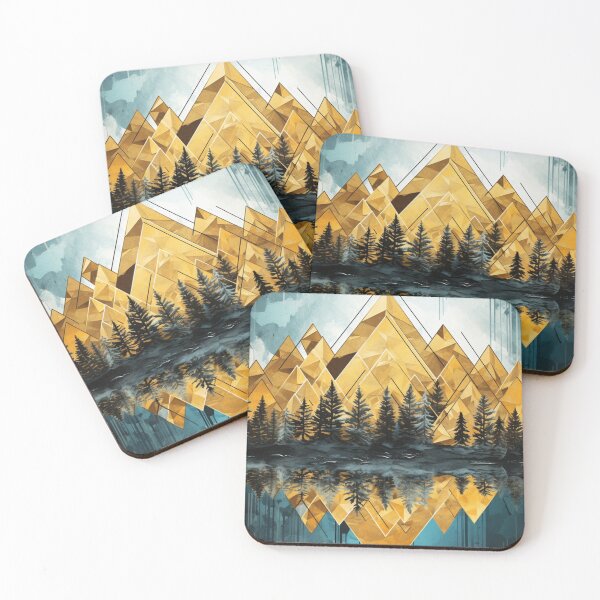 Item preview, cyan and gold mountainscape designed and sold by schamsyy.