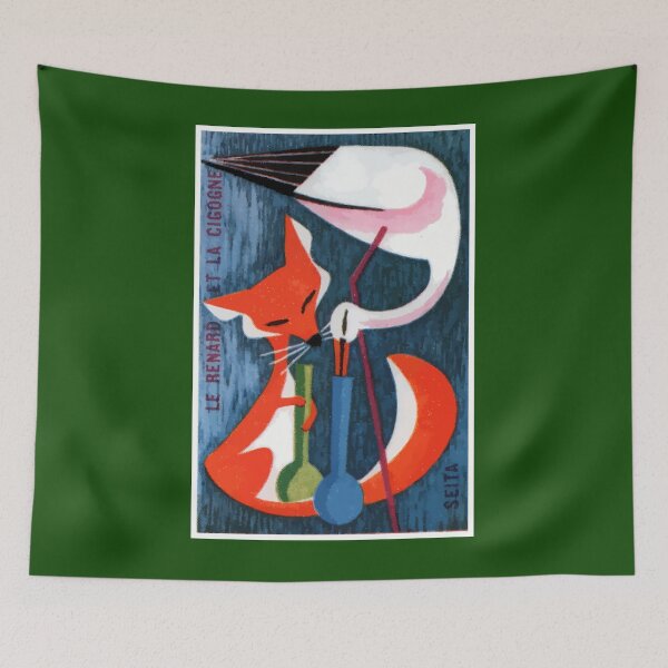 Item preview, French The Fox and The Stork Matchbox Label 	 	 designed and sold by bpcwmsawfa59.