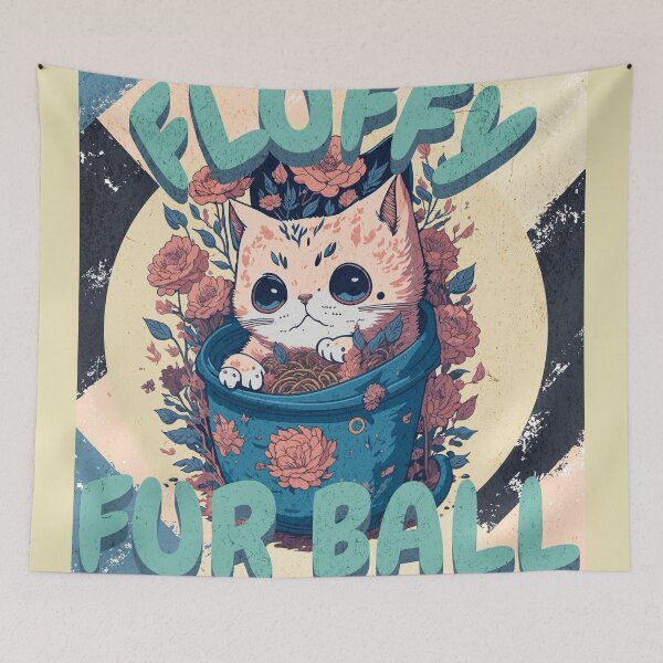 Item preview, Fluffy Fur Ball: Kawaii Kitty in Ramen Bowl designed and sold by ThiagoSDantas.