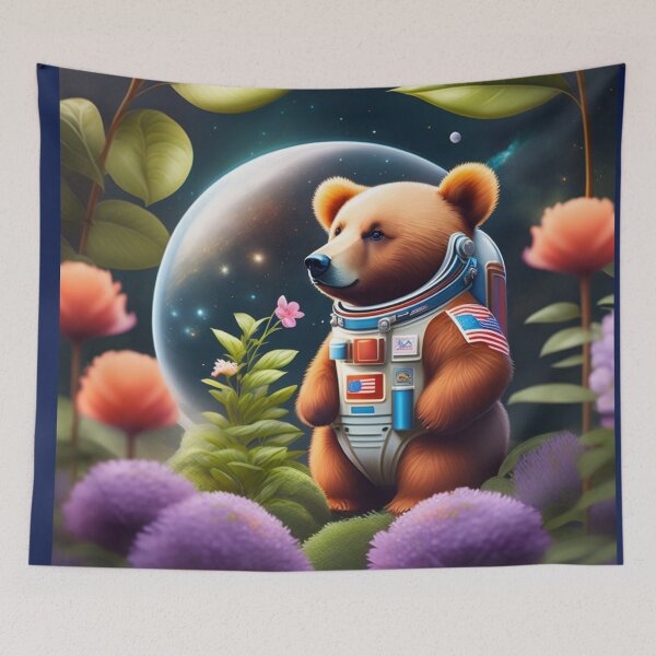 Item preview, Astronaut bear exploring the garden on the space designed and sold by Magical-bear.