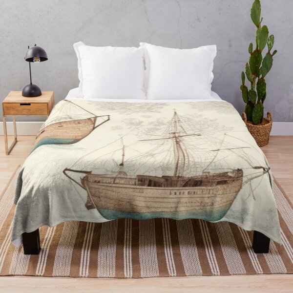Item preview, Vintage Ship Boat Sketch Design Pattern Print  designed and sold by randomtdesigns.