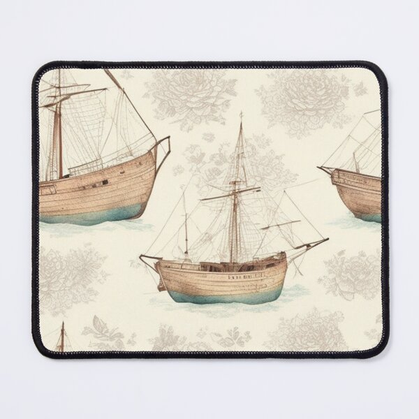 Item preview, Vintage Ship Boat Sketch Design Pattern Print  designed and sold by randomtdesigns.