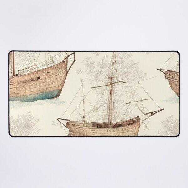 Item preview, Vintage Ship Boat Sketch Design Pattern Print designed and sold by randomtdesigns.
