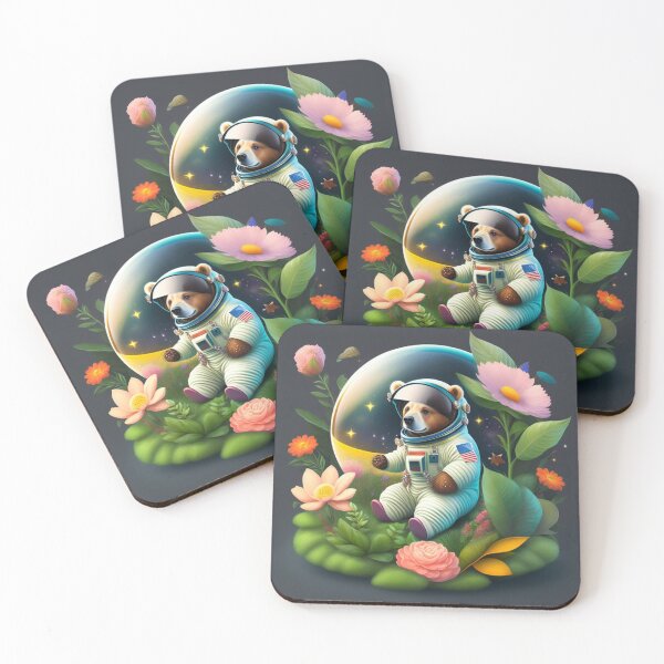Item preview, Astronaut bear in the garden designed and sold by Magical-bear.