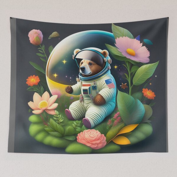 Item preview, Astronaut bear in the garden designed and sold by Magical-bear.