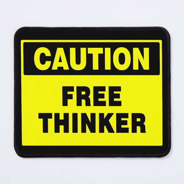 Item preview, Caution Free Thinker Yellow Sign, with Bold Black Font designed and sold by AASparksDesigns.