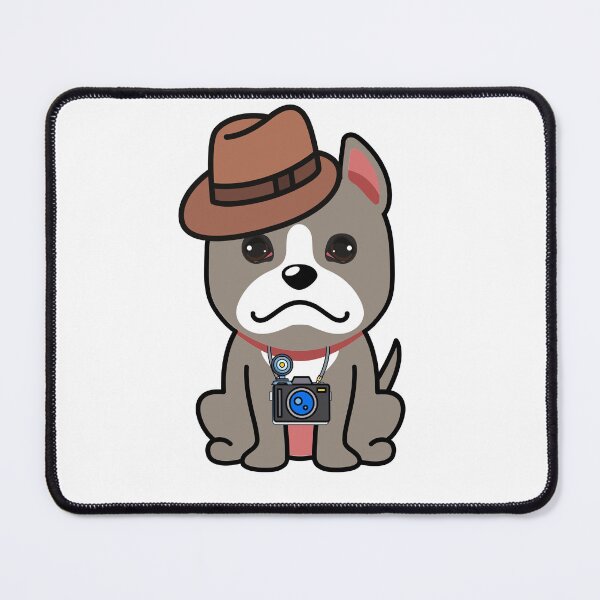 Item preview, Funny grey Dog is holding a camera designed and sold by Pet Station.