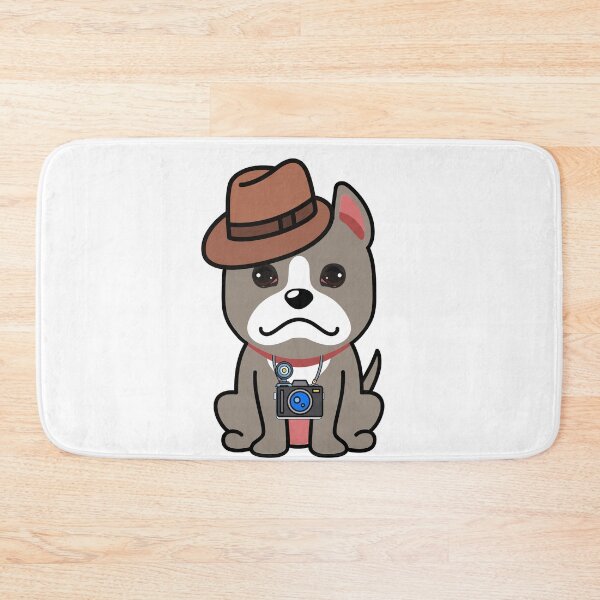 Item preview, Funny grey Dog is holding a camera designed and sold by Pet Station.