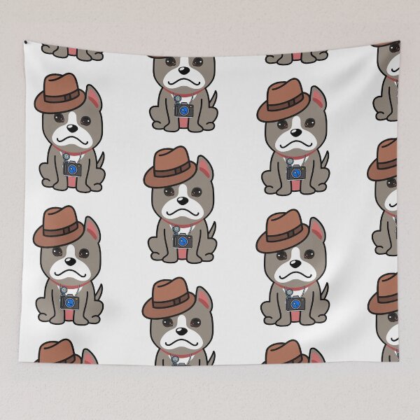 Item preview, Funny grey Dog is holding a camera designed and sold by Pet Station.