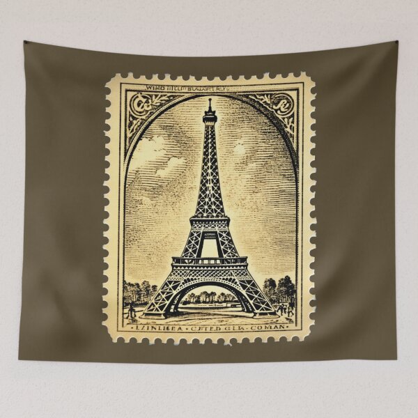 Item preview, A Vintage Eiffel Tower Stamp designed and sold by GoodOldVintage.