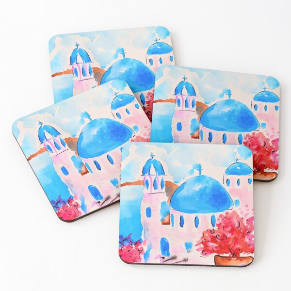 Item preview, Santorini Watercolor illustration designed and sold by Dr.Deepti Mundkur.