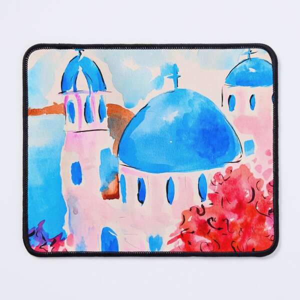 Item preview, Santorini Watercolor illustration designed and sold by Dr.Deepti Mundkur.
