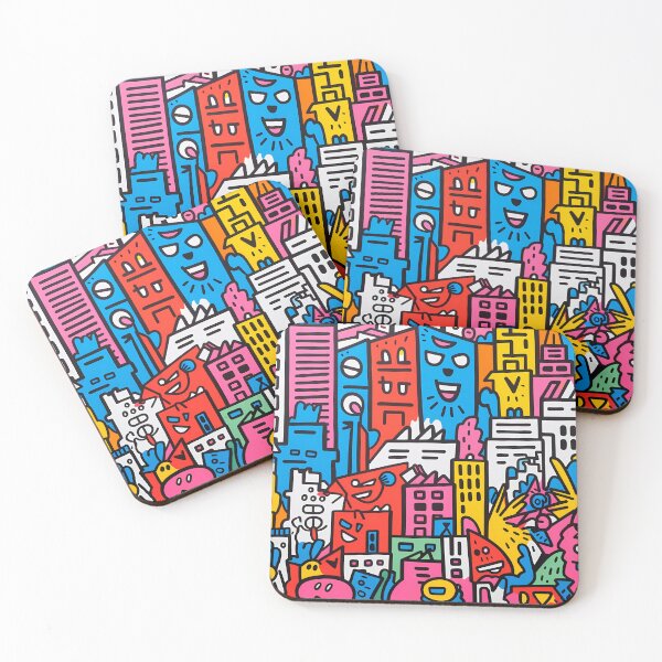 Artikelvorschau, Artistic bright colors black lines abstract geometric city 08 entworfen und verkauft von UnaWu533.