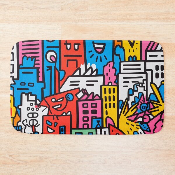 Artikelvorschau, Artistic bright colors black lines abstract geometric city 08 entworfen und verkauft von UnaWu533.