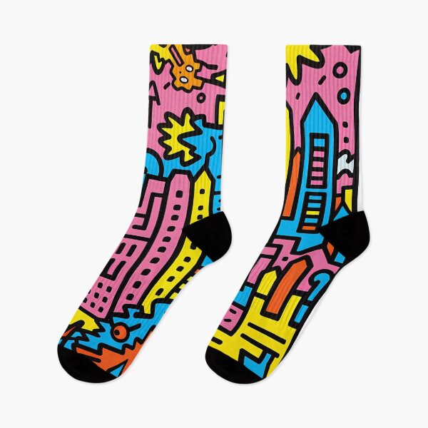 Item preview, Artistic bright colors black lines abstract geometric city 10 designed and sold by UnaWu533.