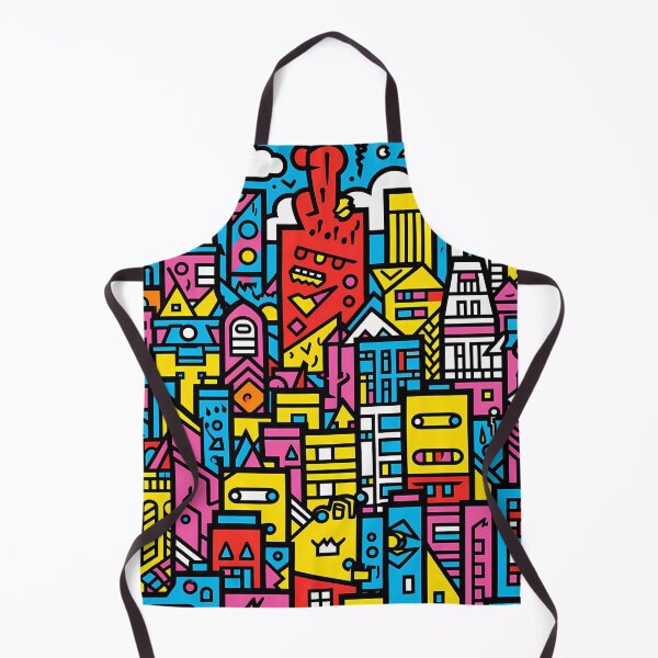 Item preview, Artistic bright colors black lines abstract geometric city designed and sold by UnaWu533.