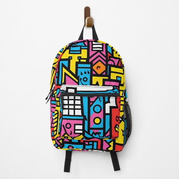 Item preview, Artistic bright colors black lines abstract geometric city designed and sold by UnaWu533.