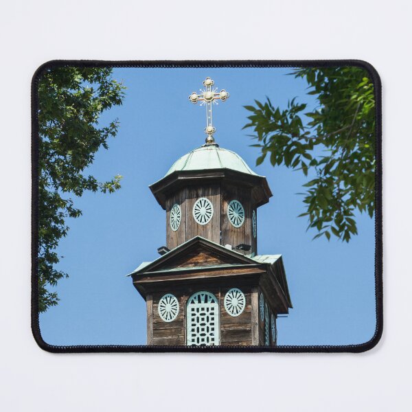 Item preview, Graceful Wooden Bell Tower Framed by Trees - Sveta Marina Church Plovdiv Bulgaria designed and sold by Georgia Mizuleva.
