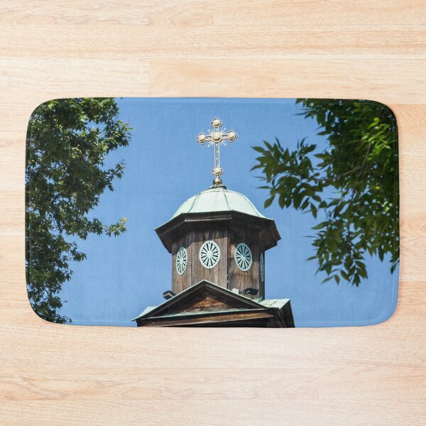 Item preview, Graceful Wooden Bell Tower Framed by Trees - Sveta Marina Church Plovdiv Bulgaria designed and sold by Georgia Mizuleva.