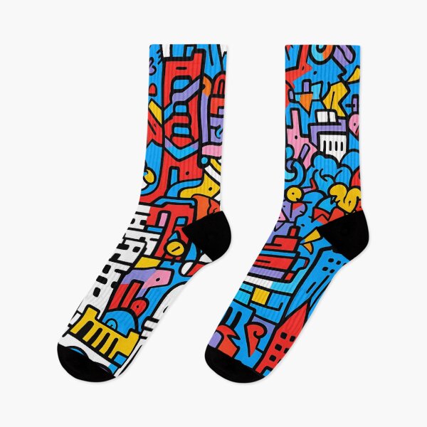 Item preview, Artistic bright colors black lines abstract geometric city 16 designed and sold by UnaWu533.