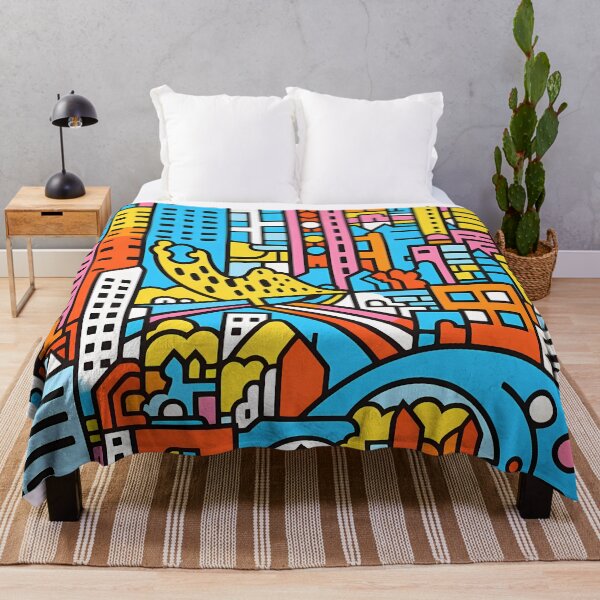 Item preview, Artistic bright colors black lines abstract geometric city 17 designed and sold by UnaWu533.