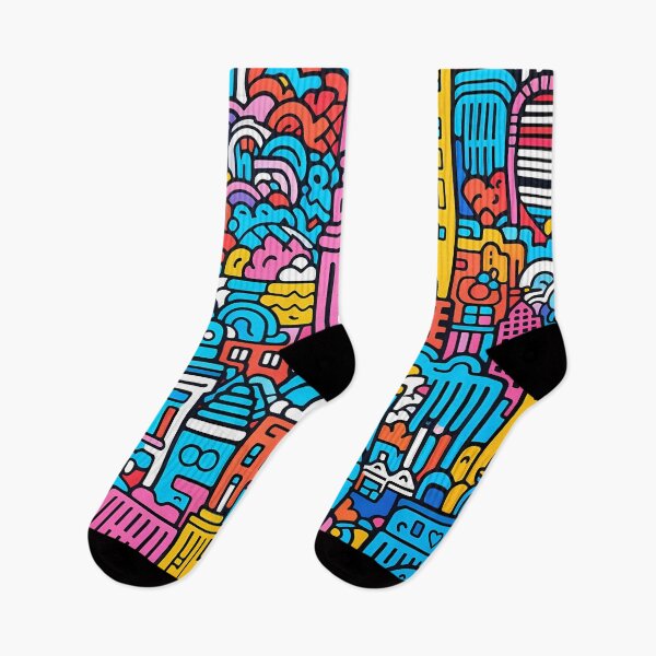 Item preview, Artistic bright colors black lines abstract geometric city 19 designed and sold by UnaWu533.