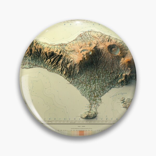 Item preview, 1935 Bali, Indonesia Shaded Relief Map 3D digitally-rendered designed and sold by ThinkAboutMaps.