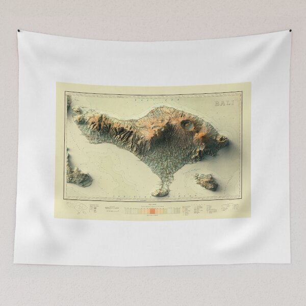 Item preview, 1935 Bali, Indonesia Shaded Relief Map 3D digitally-rendered designed and sold by ThinkAboutMaps.