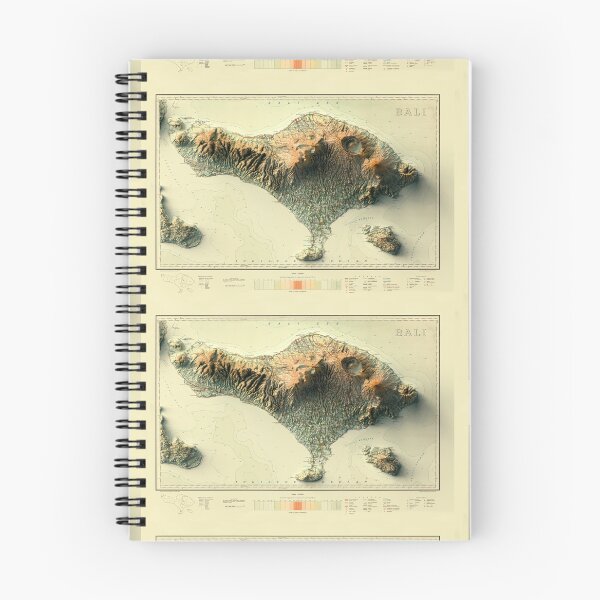 Item preview, 1935 Bali, Indonesia Shaded Relief Map 3D digitally-rendered designed and sold by ThinkAboutMaps.