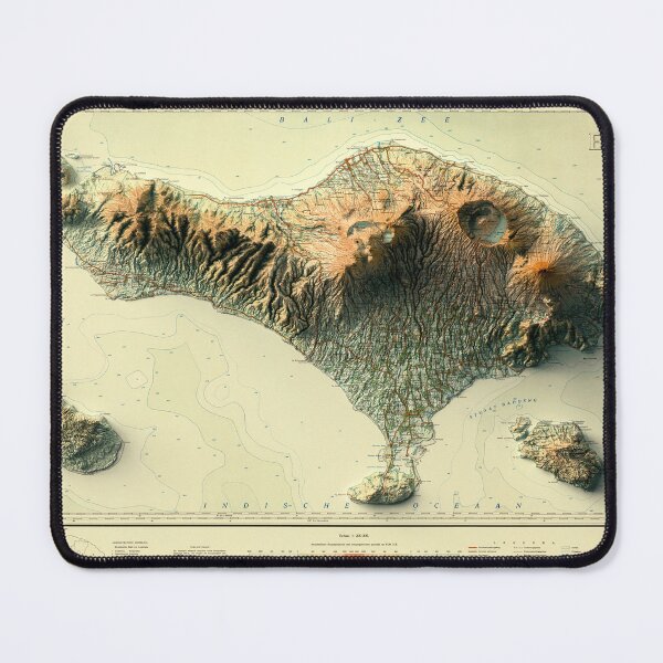 Item preview, 1935 Bali, Indonesia Shaded Relief Map 3D digitally-rendered designed and sold by ThinkAboutMaps.