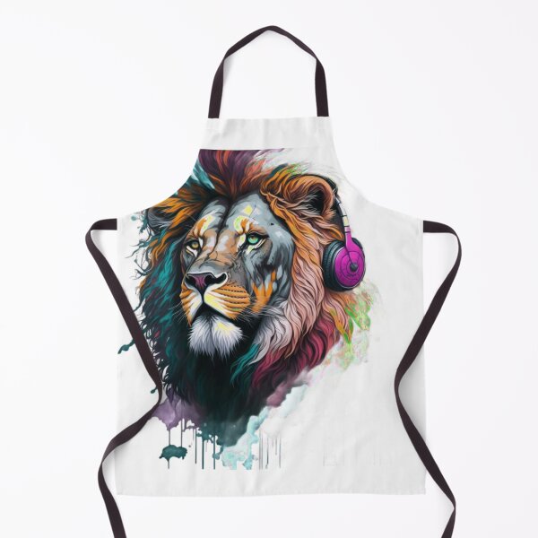 Item preview, lion with colorful mane wearing von ear designed and sold by Gisely Bispo.