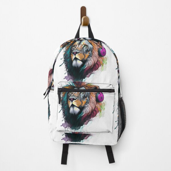 Item preview, lion with colorful mane wearing von ear designed and sold by Gisely Bispo.