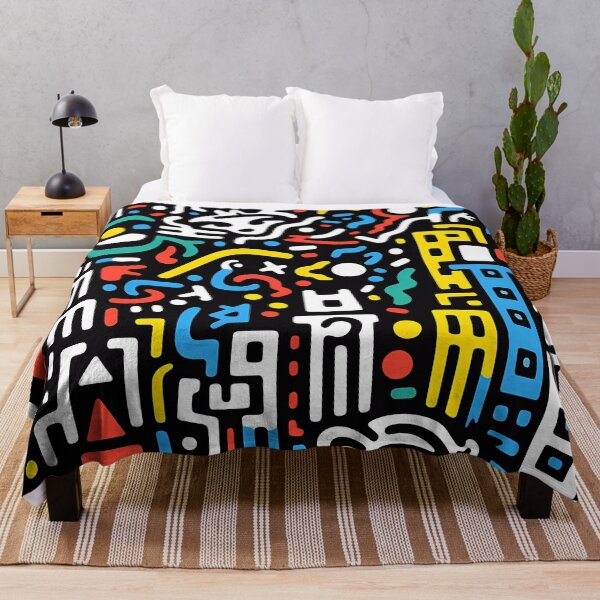 Item preview, Artistic bright colors black lines abstract geometric city 22 designed and sold by UnaWu533.