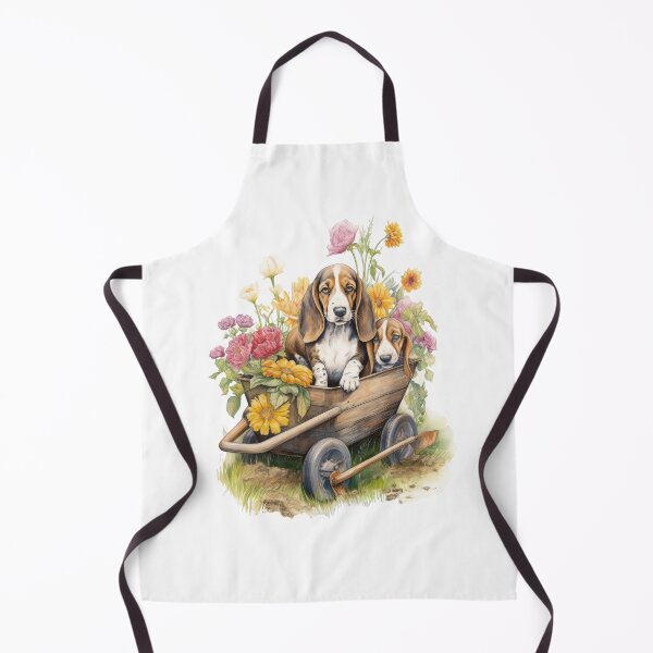 Item preview, Basset Hound Puppies In a Vintage Wagon with Flowers, Dog Art designed and sold by Rroliver.