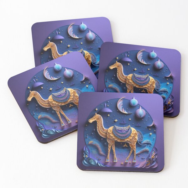 Item preview, Illustration of camel on the background of the night sky and the moon. designed and sold by aiphotosart.