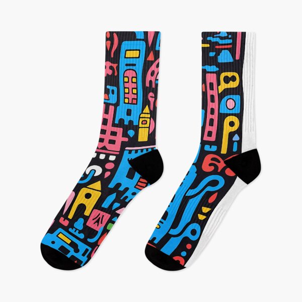 Item preview, Artistic bright colors black lines abstract geometric city 23 designed and sold by UnaWu533.