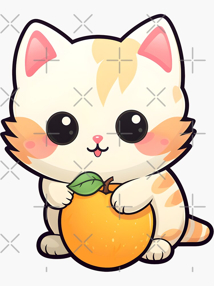 Cute happy white little chibi Kawaii baby kitten' Sticker