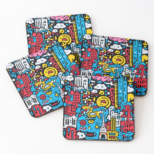 Artikelvorschau, Artistic bright colors black lines abstract geometric city 24 entworfen und verkauft von UnaWu533.