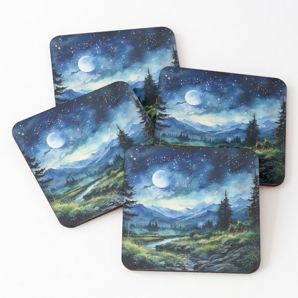 Item preview, Under the Stars Watercolor Painting designed and sold by dreamingbliss.