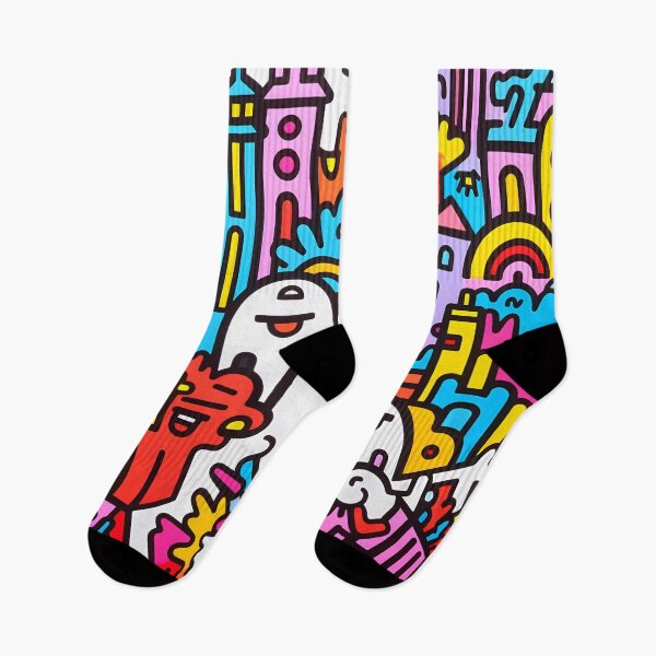 Item preview, Artistic bright colors black lines abstract geometric city 25 designed and sold by UnaWu533.