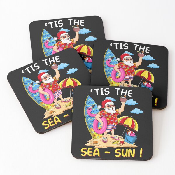 Item preview, Santa Surf Flamingo Float Tis the Sea-Sun Christmas In July designed and sold by wootenyxxd.