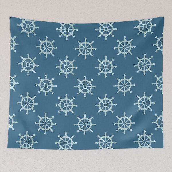 Item preview, Ship Wheels Blue and Teal designed and sold by AnchoredMae.