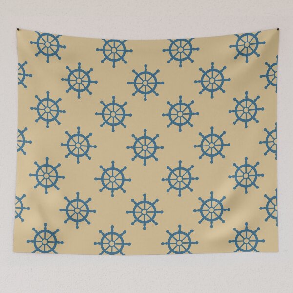 Item preview, Ship Wheels Yellow and Blue designed and sold by AnchoredMae.