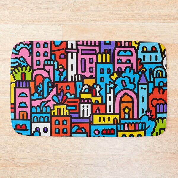 Artikelvorschau, Artistic bright colors black lines abstract geometric city 28 entworfen und verkauft von UnaWu533.