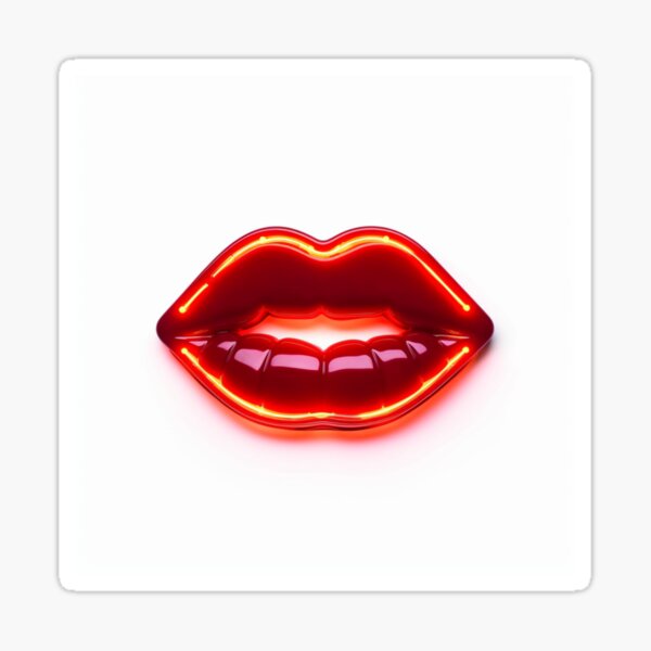 Neon Lips Poster Red Lip Pop Culture Dripping Print Home Decor