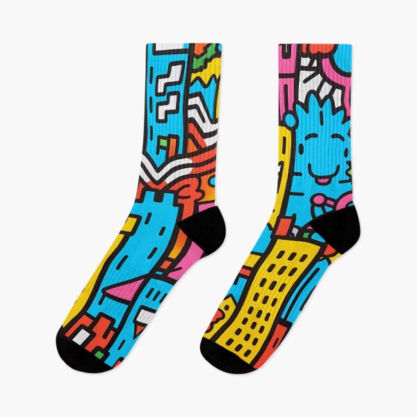 Item preview, Artistic bright colors black lines abstract geometric city 30 designed and sold by UnaWu533.