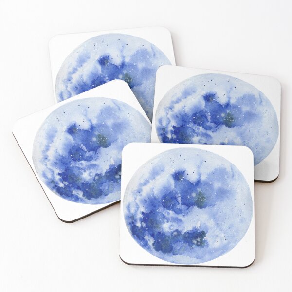 Artikelvorschau, Voller blauer Mond-Aquarell entworfen und verkauft von Elaine McGhee.