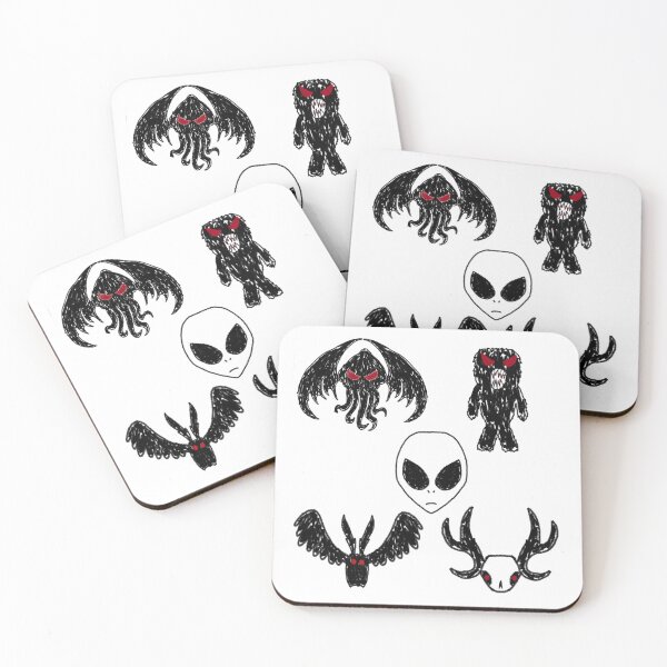 Item preview, creepy cryptids crayon sketch (cthulu bigfoot alien mothman wendigo) designed and sold by Soulfate.