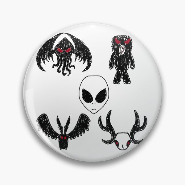 Item preview, creepy cryptids crayon sketch (cthulu bigfoot alien mothman wendigo) designed and sold by Soulfate.