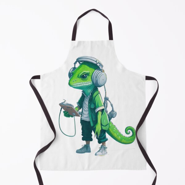 Item preview, green lizard listening to music designed and sold by Gisely Bispo.